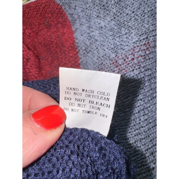 Colorblock Striped Open Knit Sweater Davi Dani S Beach Coastal Multicolor Travel - Picture 9 of 9